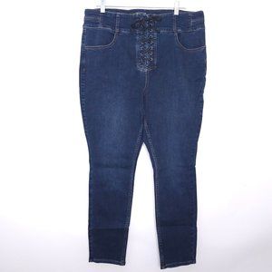 Free People We the Free Curvy Lovers Knot Skinny Jeans Dark Wash sz 35 NWOT